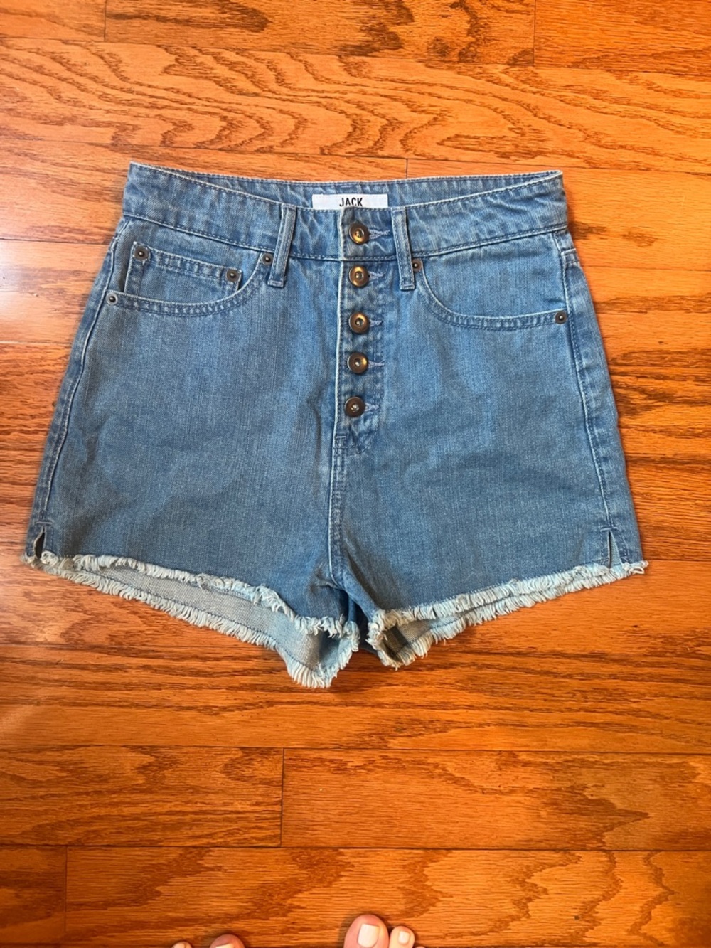 BB Dakota Sz 26 Jack Light Blue High-Waist Button-Front Denim Shorts size 26